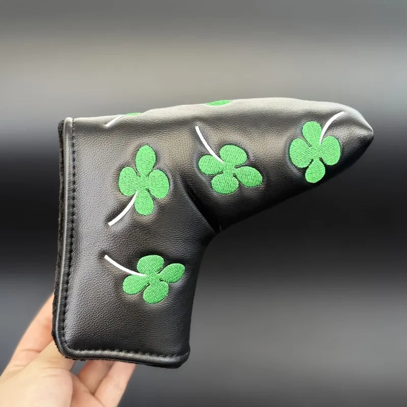 1pc Four-Leaf Clover Golf Club Head Cover - Lucky Golf Design, Elastic Self-Sealing Closure, Scratch