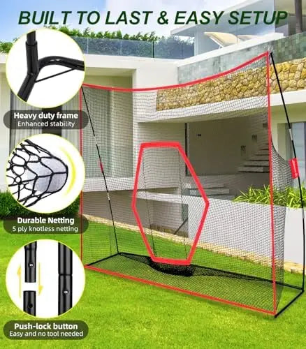 10 X 7 ft Heavy Duty Tri-Turf Mat Golf Practice Net Carry Bag Portable Indoor/Outdoor Training Aid for Foldable Putting Green