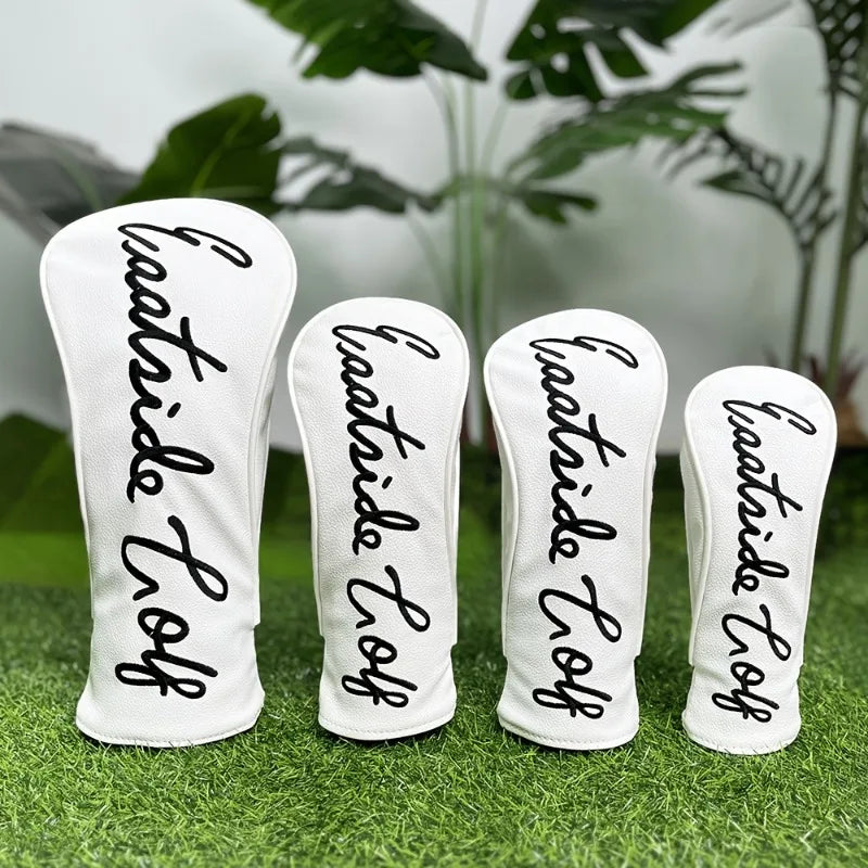 1pc Golf protective cover - dustproof and durable, white swing design, golf accessories, protecting the ball head
