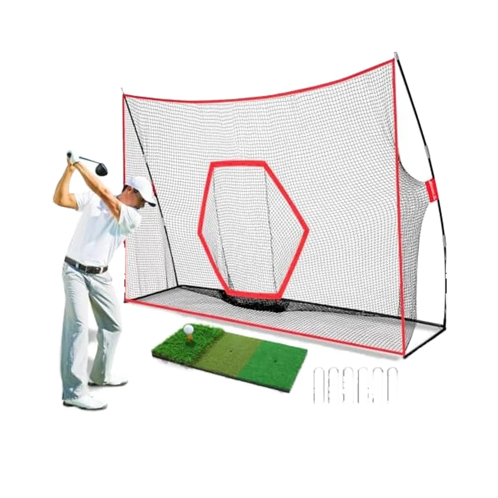 10 X 7 ft Heavy Duty Tri-Turf Mat Golf Practice Net Carry Bag Portable Indoor/Outdoor Training Aid for Foldable Putting Green