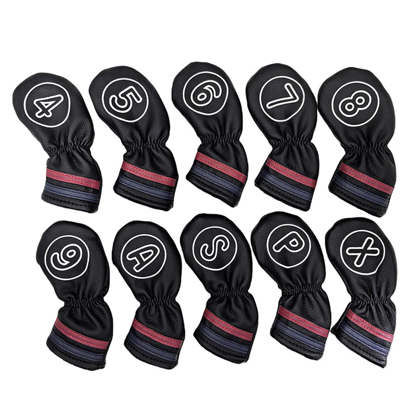10 Pcs Golf Club Head Covers Set Cue Decorative Covers Headcovers with Number Tag for Outdoor Sports Training Golf Games
