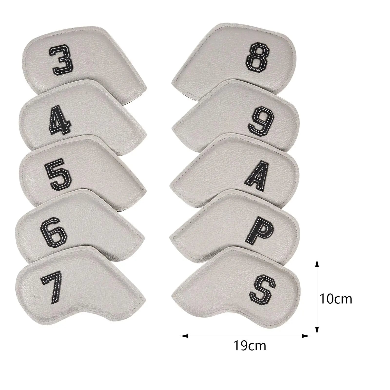 10Pcs Golf Club Covers Golf Iron Headcovers Premium PU Leather Embroidered Anti Scratch Golf Iron Head Covers Fit Most Irons