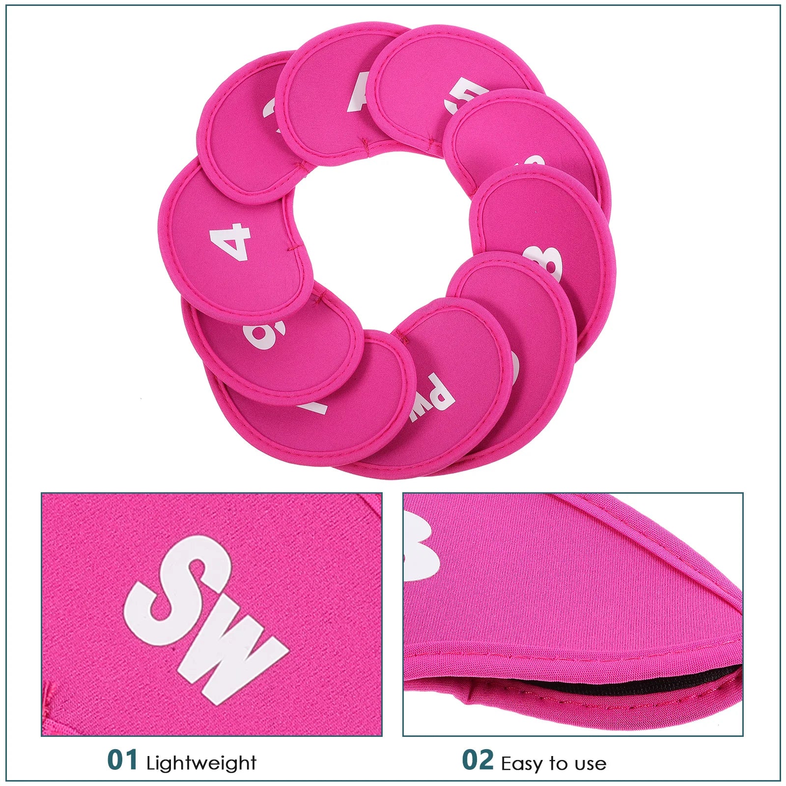 10pcs Golf Club Head Covers Anti-Wear Breathable Putter Protector Thickened Shockproof Travel Club Sleeves For Men Women Sports