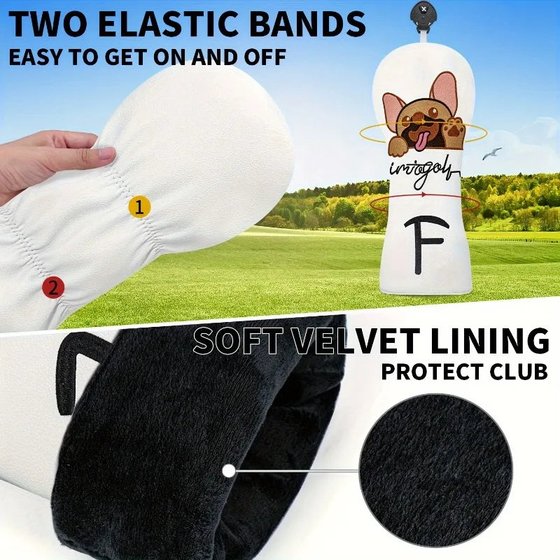 1pc Puppy Golf Head Cover - Cute Bulldog Design with "Integol" Words, Durable Golf Club Cover, Ball Head Protective Head Cover