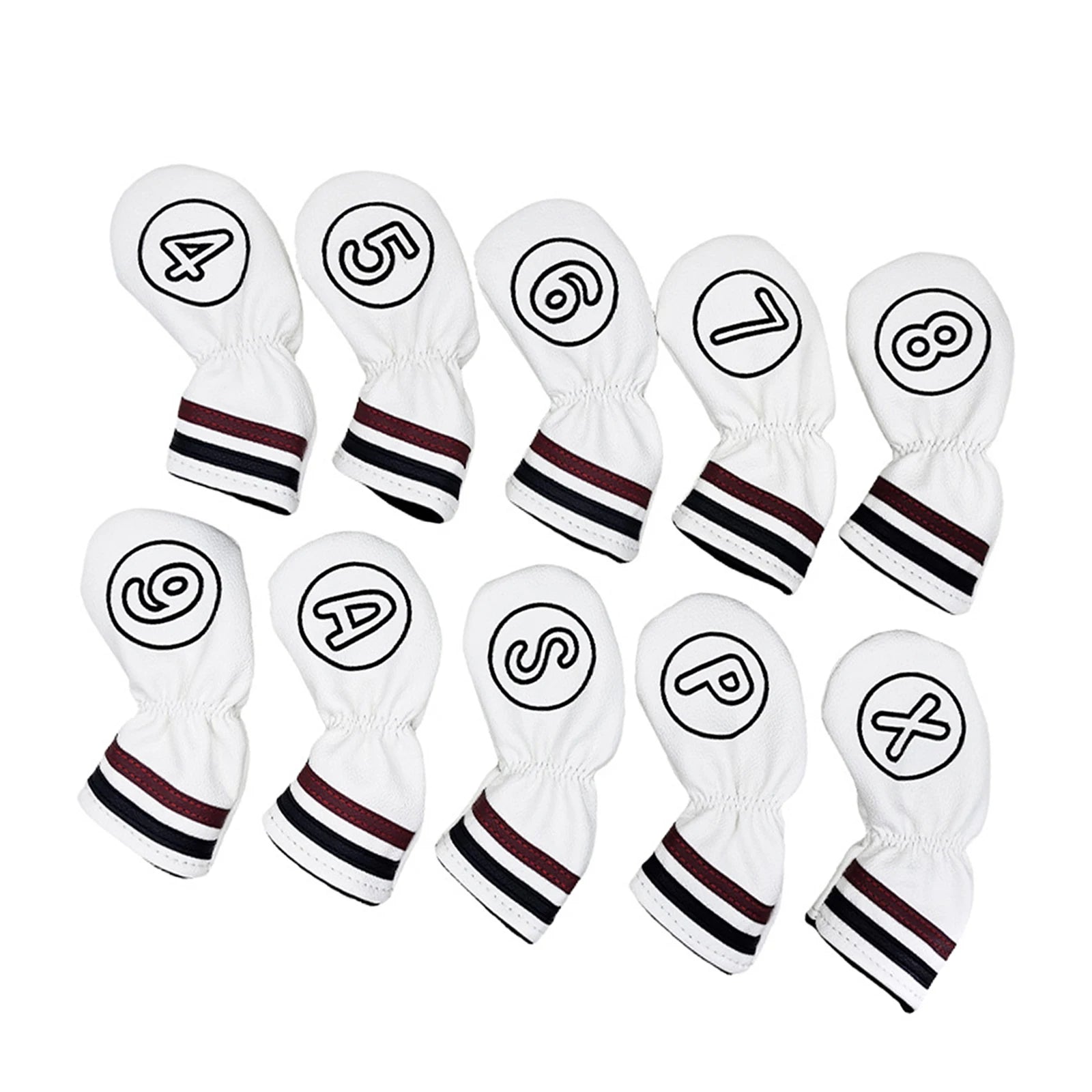 10 Pcs Golf Club Head Covers Set Cue Decorative Covers Headcovers with Number Tag for Outdoor Sports Training Golf Games